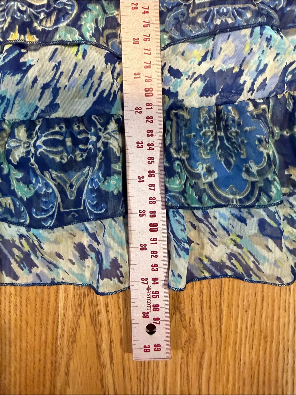 Papillon Blanc Blue & Teal Floral Tiered Midi Dress - Picture 6 of 7